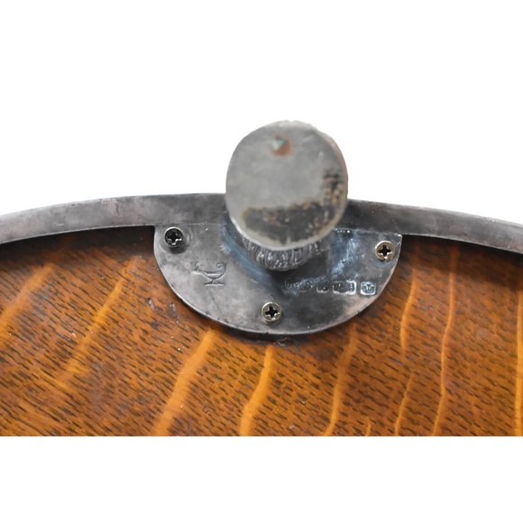 ANTIQUE English Sheffield Silver & Oak Drinks Tray - Picture 2 of 9